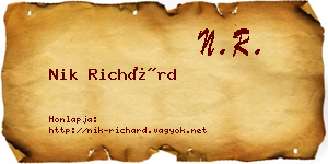 Nik Richárd névjegykártya
