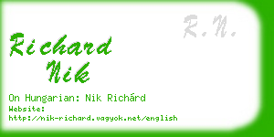 richard nik business card