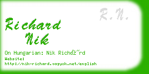 richard nik business card